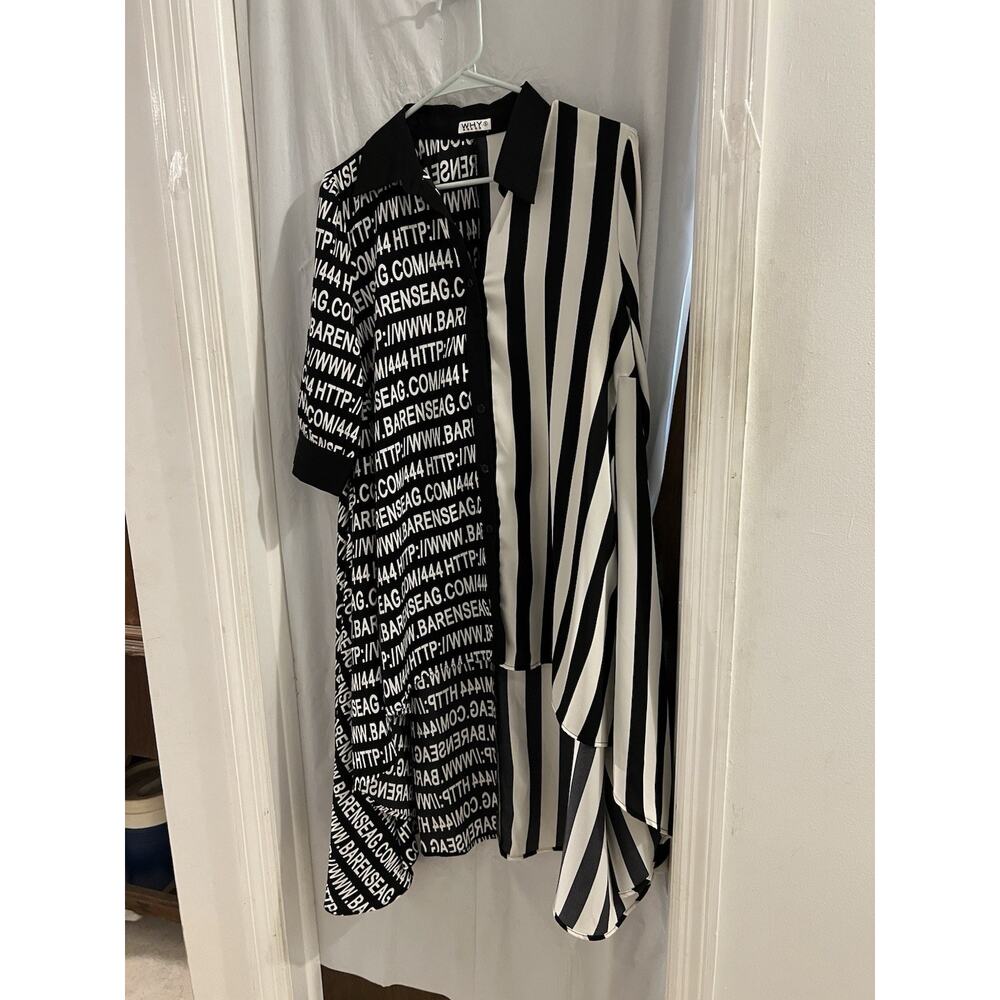 WHY Women’s Sz S Avant Garde Graphic Stripe Shirt Dress